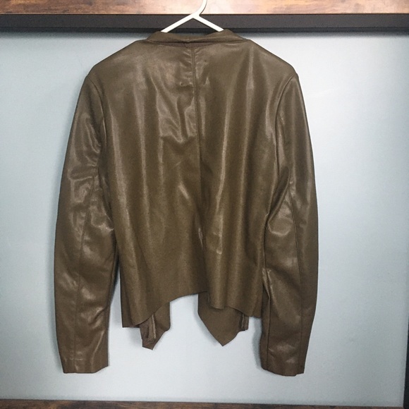 Dynamite Olive Green Faux Leather Open Blazer - Picture 2 of 4